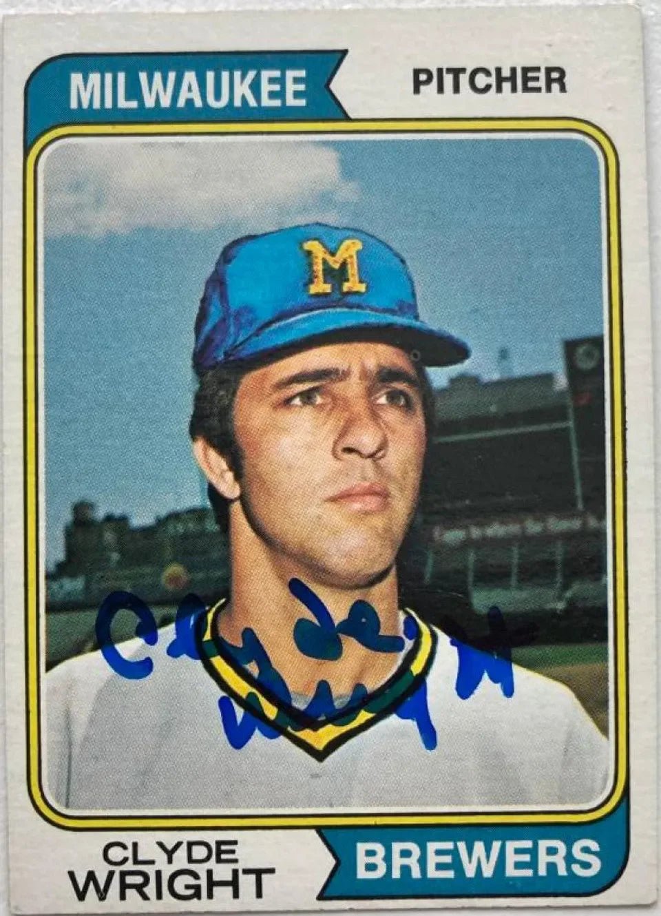 Clyde Wright Signed 1974 Topps Baseball Card - Milwaukee Brewers
