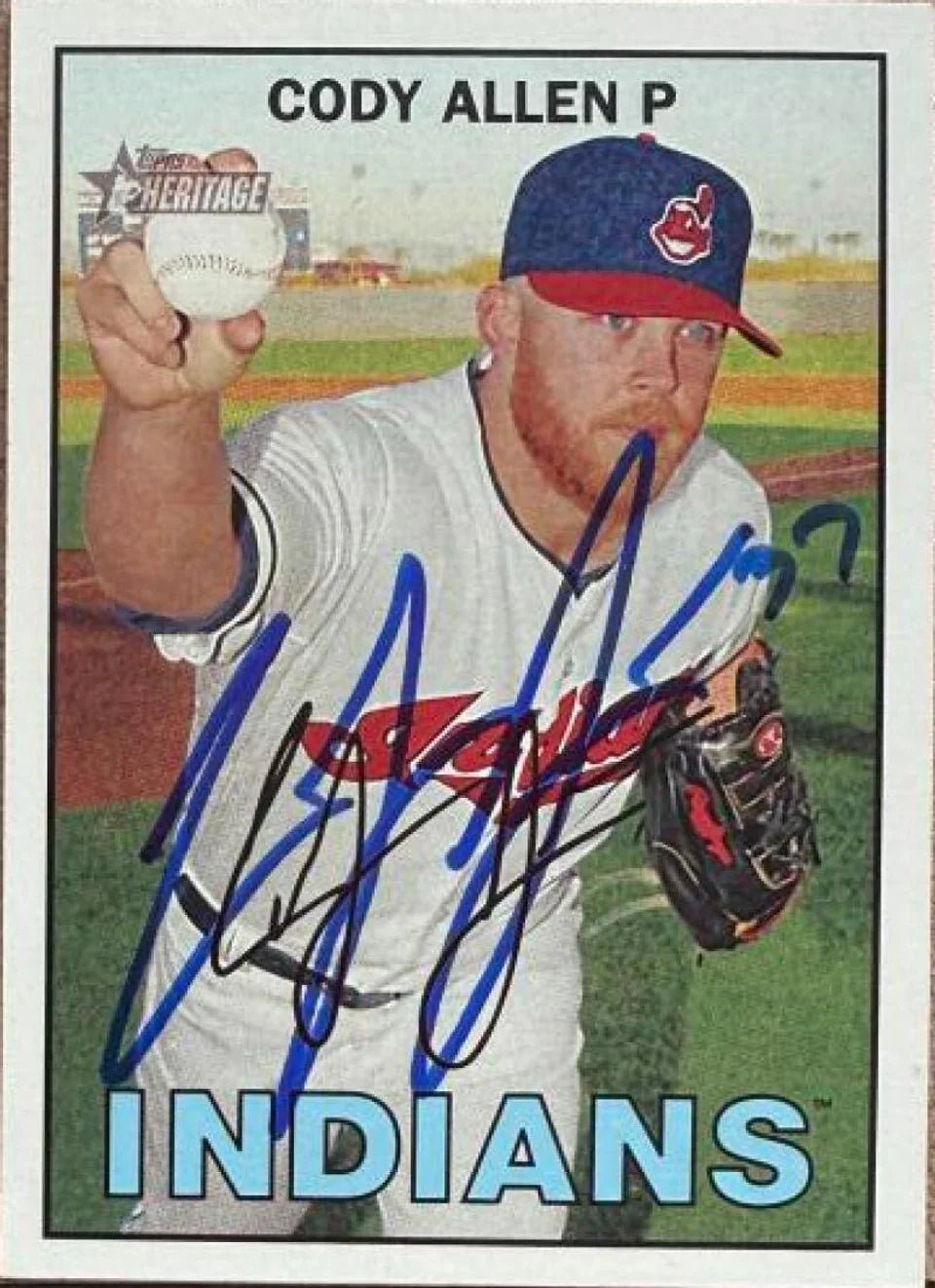 Cody Allen Signed 2016 Topps Heritage Baseball Card - Cleveland Indians