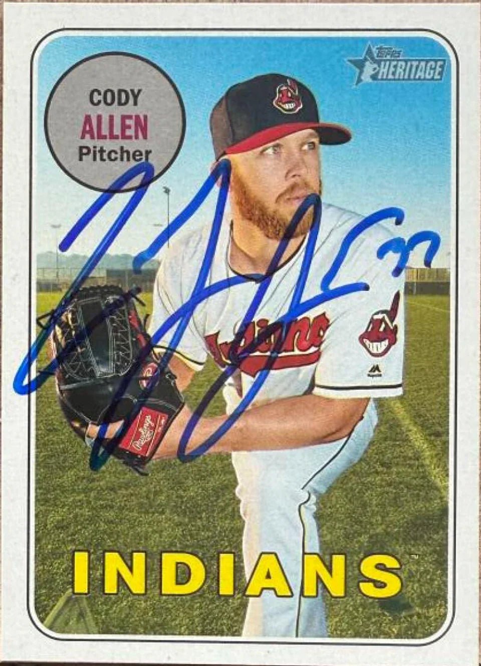 Cody Allen Signed 2018 Topps Heritage Baseball Card - Cleveland Indians