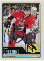 Colin Greening Signed 2012-13 O-Pee-Chee Hockey Card - Ottawa Senators