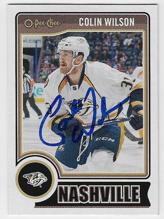 Colin Wilson Signed 2014-15 O-Pee-Chee Hockey Card - Nashville Predators
