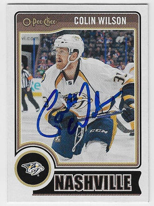 Colin Wilson Signed 2014-15 O-Pee-Chee Hockey Card - Nashville Predators