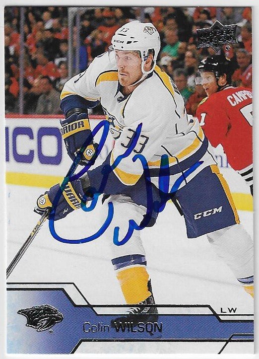 Colin Wilson Signed 2016 - 17 Upper Deck Hockey Card - Nashville Predators - PastPros