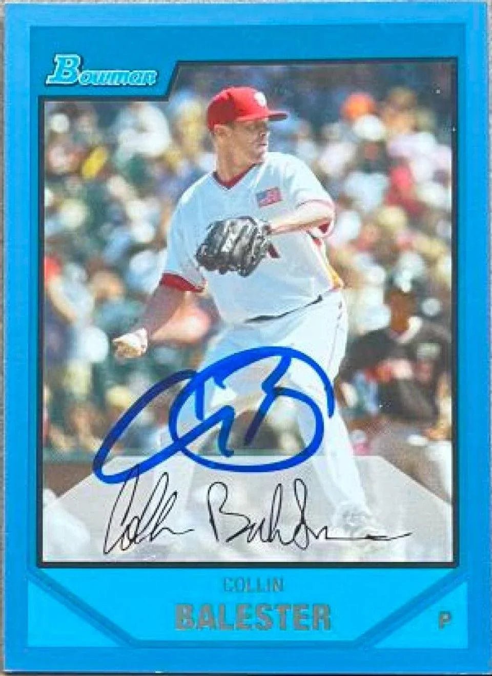 Collin Balester Signed 2007 Bowman Draft Picks & Prospects Blue Baseball Card - Washington Nationals