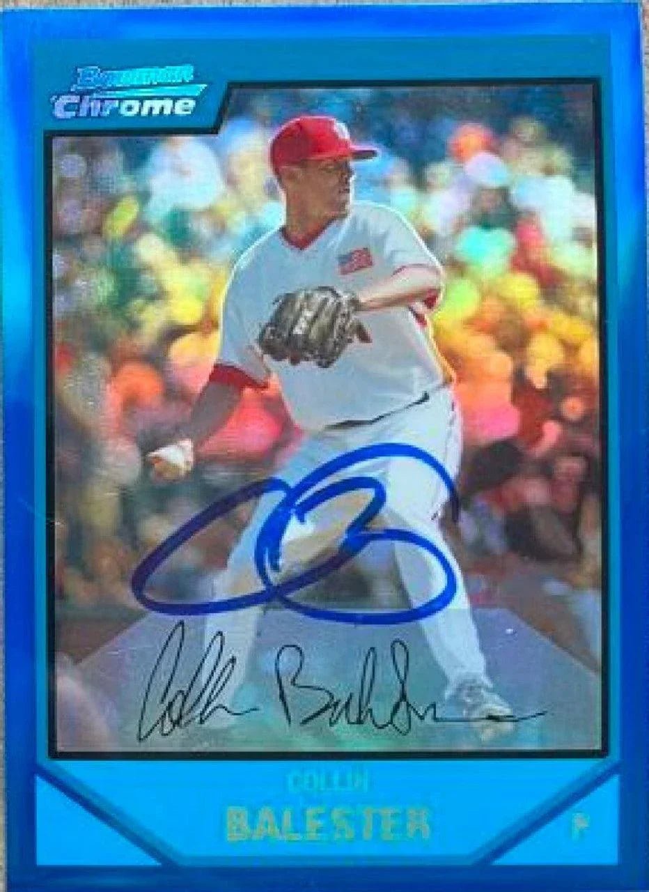 Collin Balester Signed 2007 Bowman Draft Picks & Prospects Blue Refractors Baseball Card - Washington Nationals