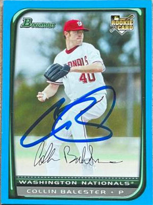 Collin Balester Signed 2008 Bowman Draft Picks & Prospects Blue Baseball Card - Washington Nationals - PastPros