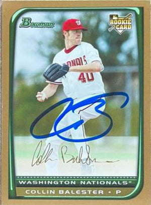 Collin Balester Signed 2008 Bowman Draft Picks & Prospects Gold Baseball Card - Washington Nationals - PastPros