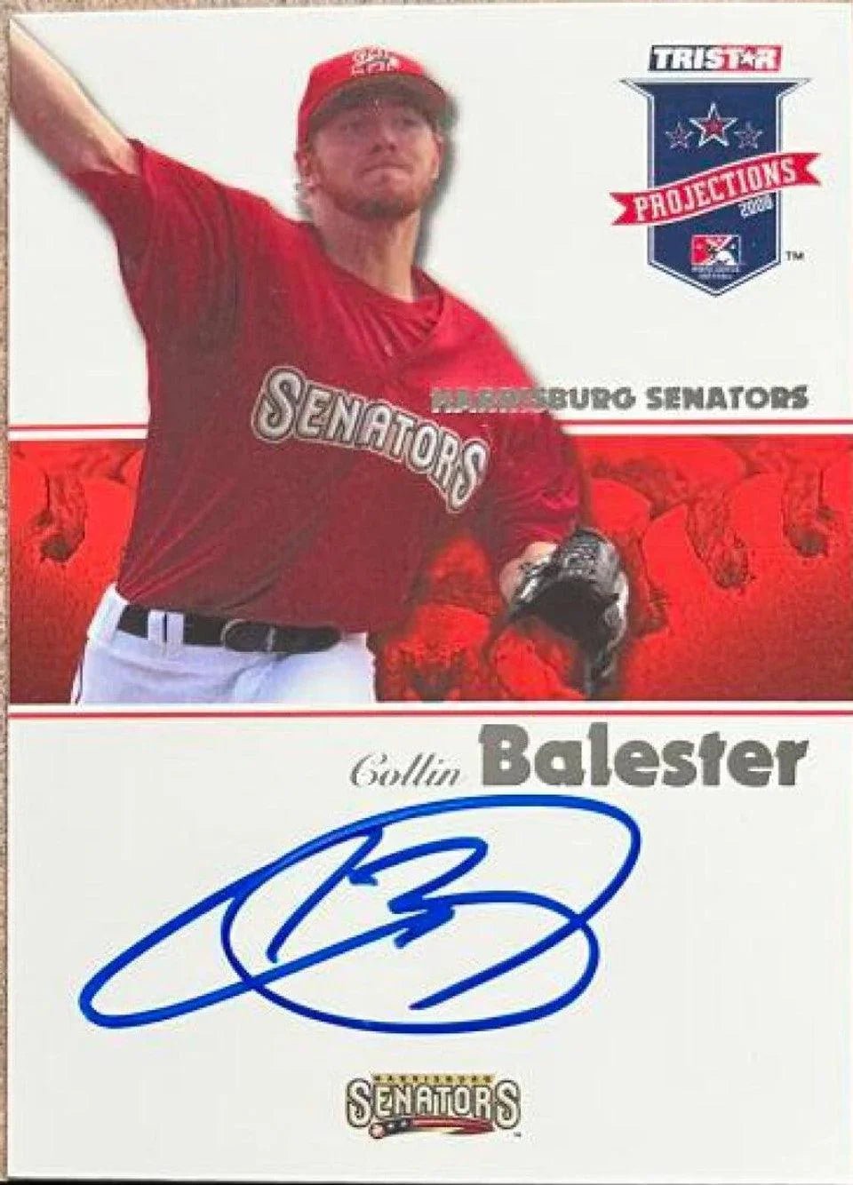 Collin Balester Signed 2008 Tristar Projections Baseball Card - Washington Nationals