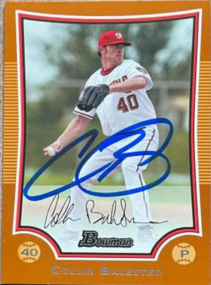 Collin Balester Signed 2009 Bowman Orange Baseball Card - Washington Nationals