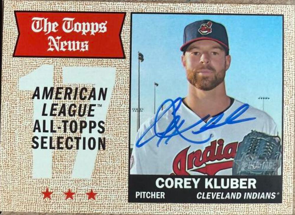 Corey Kluber Signed 2017 Topps Heritage Baseball Card - Cleveland Indians #380