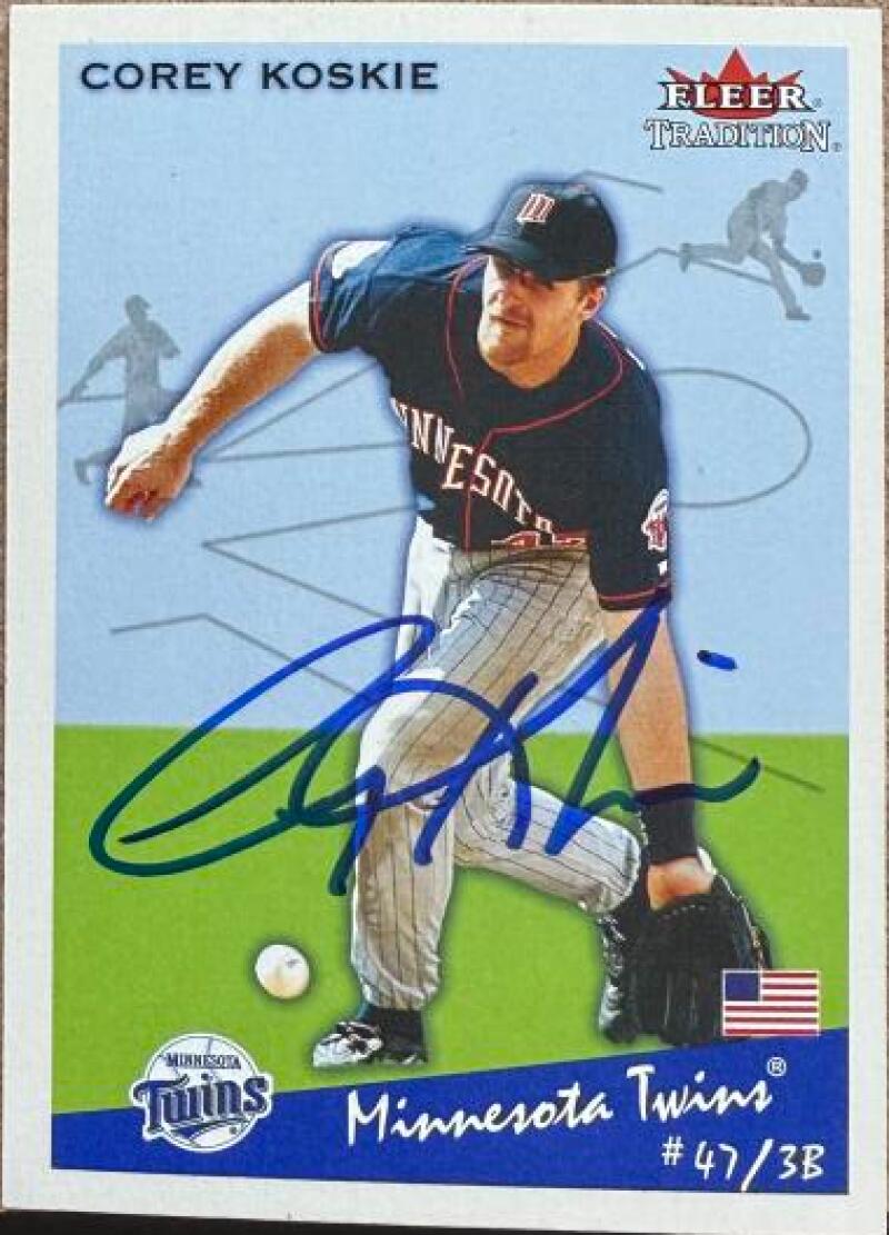 Corey Koskie Signed 2002 Fleer Tradition Baseball Card - Minnesota Twins #205