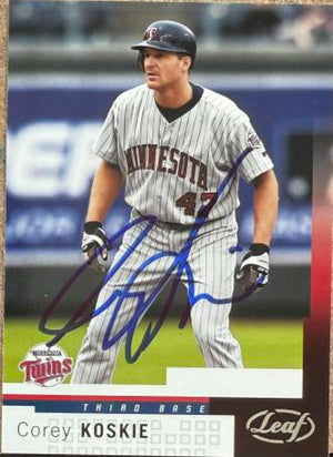 Corey Koskie Signed 2004 Leaf Baseball Card - Minnesota Twins #47