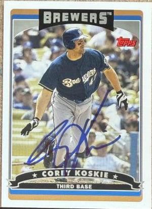 Corey Koskie Signed 2006 Topps Updates & Highlights Baseball Card - Milwaukee Brewers UH15 - PastPros