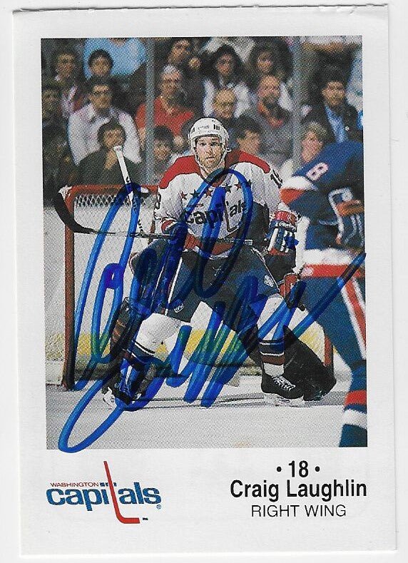 Craig Laughlin Signed 1986-87 Washington Police Hockey Card - Washington Capitals