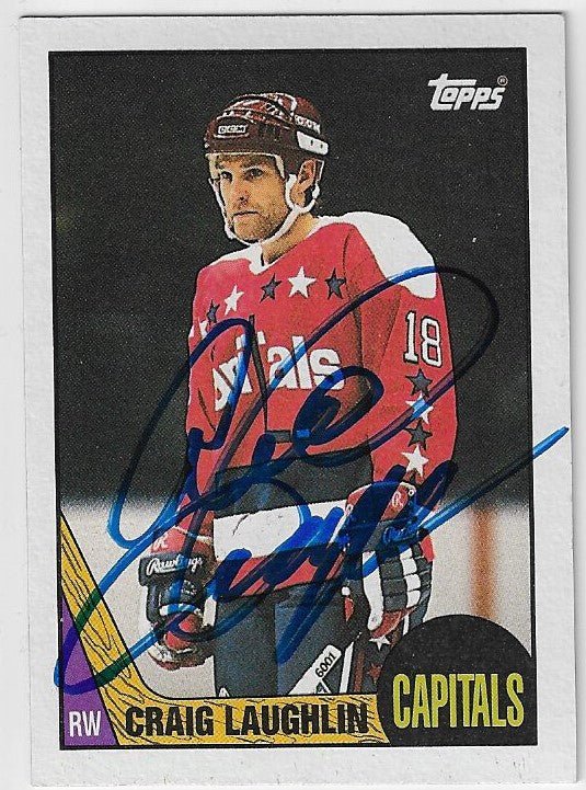 Craig Laughlin Signed 1987-88 Topps Hockey Card - Washington Capitals