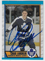 Craig Laughlin Signed 1989 - 90 O - Pee - Chee Hockey Card - Toronto Maple Leafs - PastPros