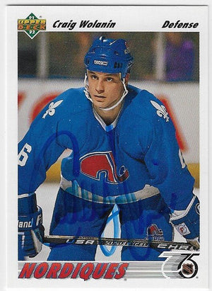 Craig Wolanin Signed 1991-92 Upper Deck Hockey Card - Quebec Nordiques