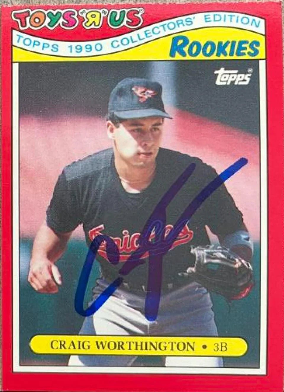 Craig Worthington Signed 1990 Topps Toys 'R' Us Rookies Baseball Card - Baltimore Orioles