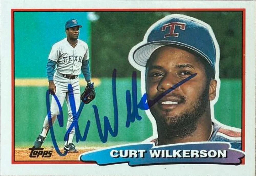 Curtis Wilkerson Signed 1988 Topps Big Baseball Card - Texas Rangers #132