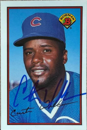 Curtis Wilkerson Signed 1989 Bowman Tiffany Baseball Card - #292