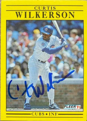 Curtis Wilkerson Signed 1991 Fleer Baseball Card - Chicago Cubs #438