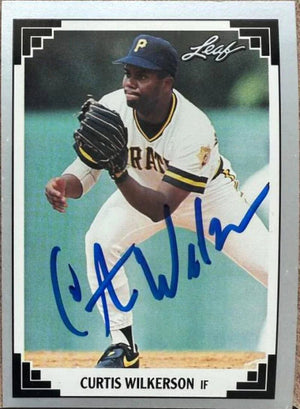 Curtis Wilkerson Signed 1991 Leaf Baseball Card - Pittsburgh PIrates #317