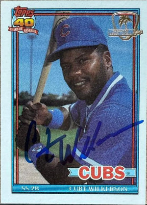Curtis Wilkerson Signed 1991 Topps Desert Shield Baseball Card - Chicago Cubs #142