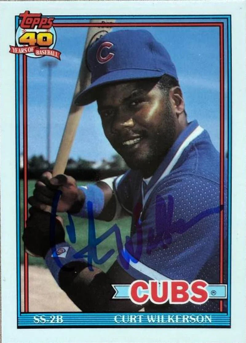 Curtis Wilkerson Signed 1991 Topps TIFFANY Baseball Card - Chicago Cubs #142