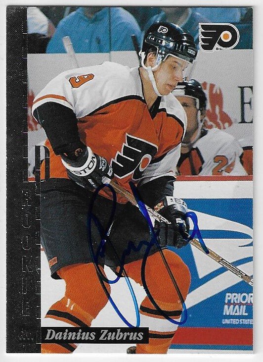 Dainius Zubrus Signed 1996-97 Leaf Preferred Hockey Card - Philadelphia Flyers