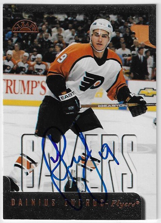 Dainius Zubrus Signed 1997-98 Leaf Hockey Card - Philadelphia Flyers #186