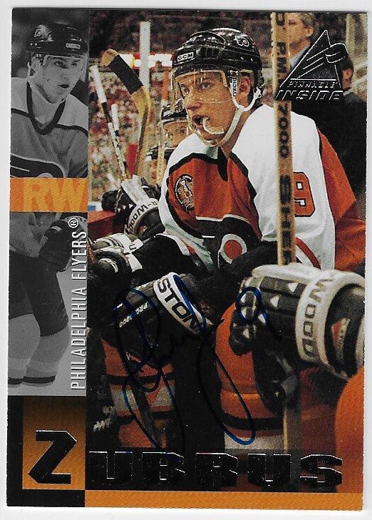 Dainius Zubrus Signed 1997-98 Pinnacle Inside Hockey Card - Philadelphia Flyers