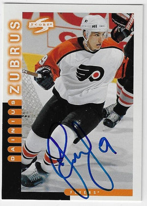 Dainius Zubrus Signed 1997-98 Score Hockey Card - Philadelphia Flyers