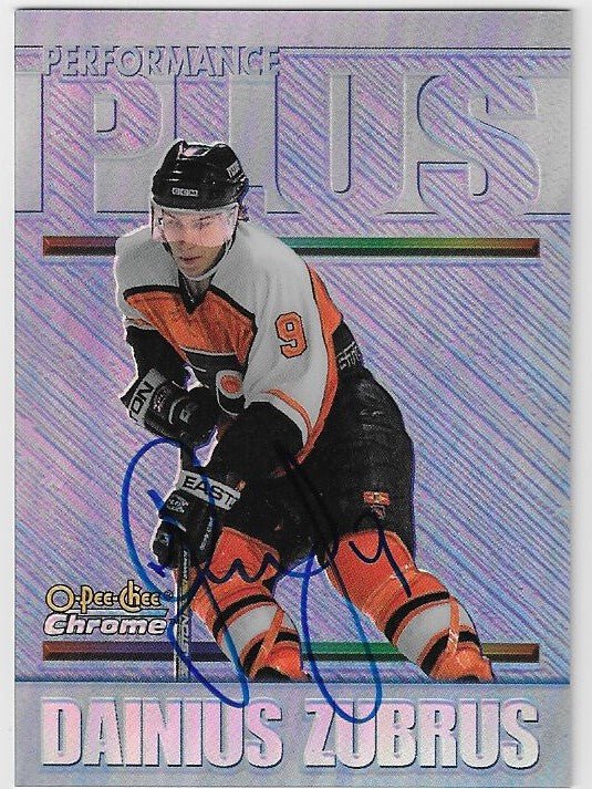Dainius Zubrus Signed 1998-99 O-Pee-Chee Chrome Hockey Card - Philadelphia Flyers