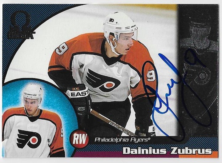 Dainius Zubrus Signed 1998-99 Pacific Omega Hockey Card - Philadelphia Flyers