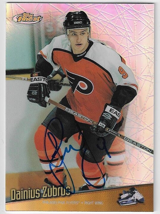Dainius Zubrus Signed 1998-99 Topps Finest Hockey Card - Philadelphia Flyers