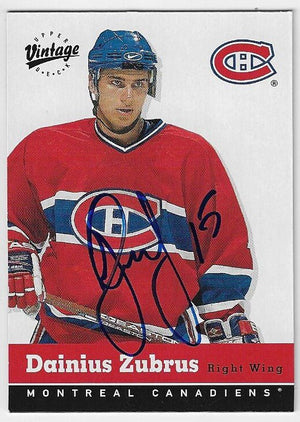 Dainius Zubrus Signed 2000-01 Upper Deck Vintage Hockey Card - Montreal Canadiens