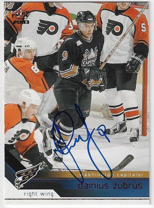 Dainius Zubrus Signed 2002-03 Pacific Hockey Card - Washington Capitals