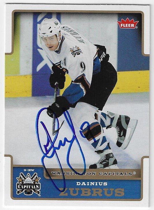 Dainius Zubrus Signed 2006-07 Fleer Hockey Card - Washington Capitals