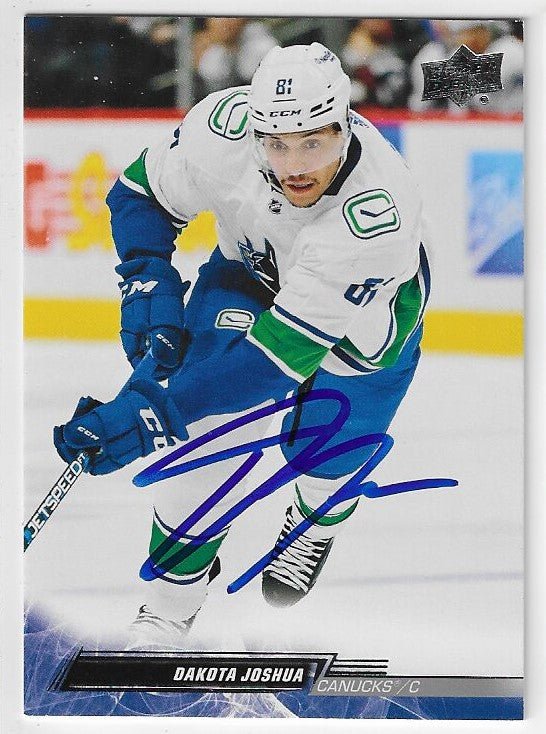 Dakota Joshua Signed 2022-23 Upper Deck Hockey Card - Vancouver Canucks