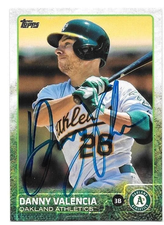 Danny Valencia Signed 2015 Topps Baseball Card - Oakland A's