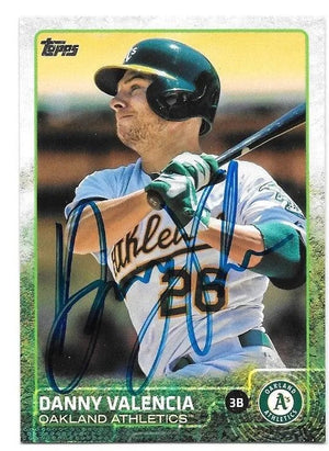 Danny Valencia Signed 2015 Topps Baseball Card - Oakland A's