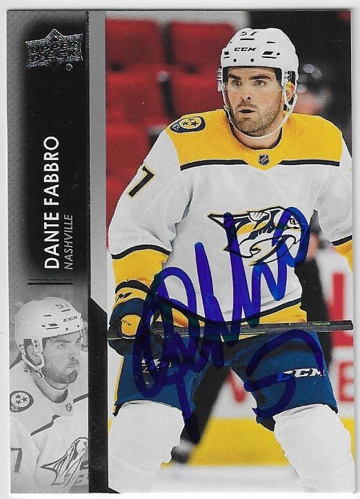 Dante Fabbro Signed 2021-22 Upper Deck Hockey Card - Nashville Predators