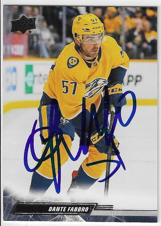 Dante Fabbro Signed 2022-23 Upper Deck Hockey Card - Nashville Predators