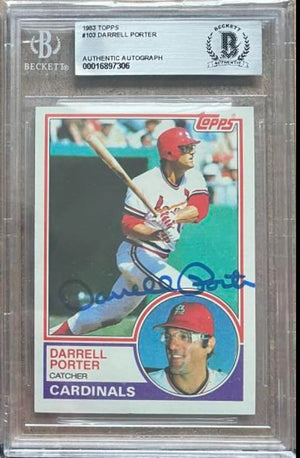 Darrell Porter Signed 1983 Topps Baseball Card - St Louis Cardinals - Beckett Authentication - PastPros