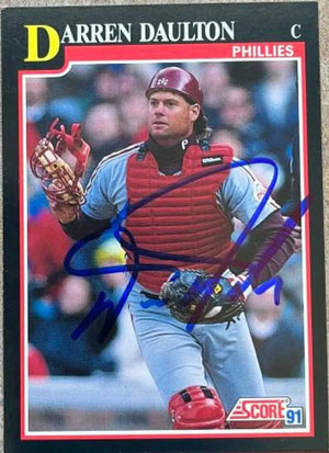 Darren Daulton Signed 1991 Score Baseball Card - Philadelphia Phillies - PastPros