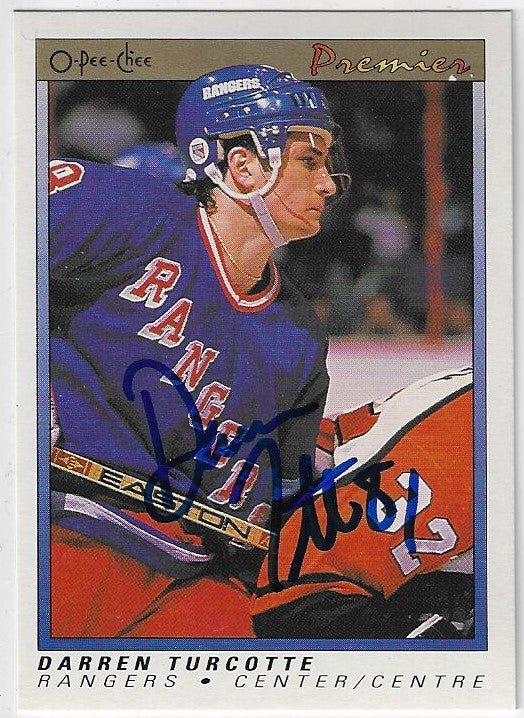 Darren Turcotte Signed 1990-91 O-Pee-Chee Premier Hockey Card - New York Rangers