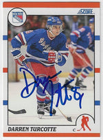 Darren Turcotte Signed 1990-91 Score (American) Hockey Card - New York Rangers