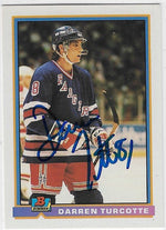 Darren Turcotte Signed 1991-92 Bowman Hockey Card - New York Rangers