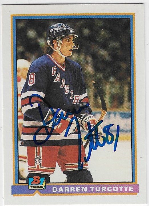 Darren Turcotte Signed 1991-92 Bowman Hockey Card - New York Rangers