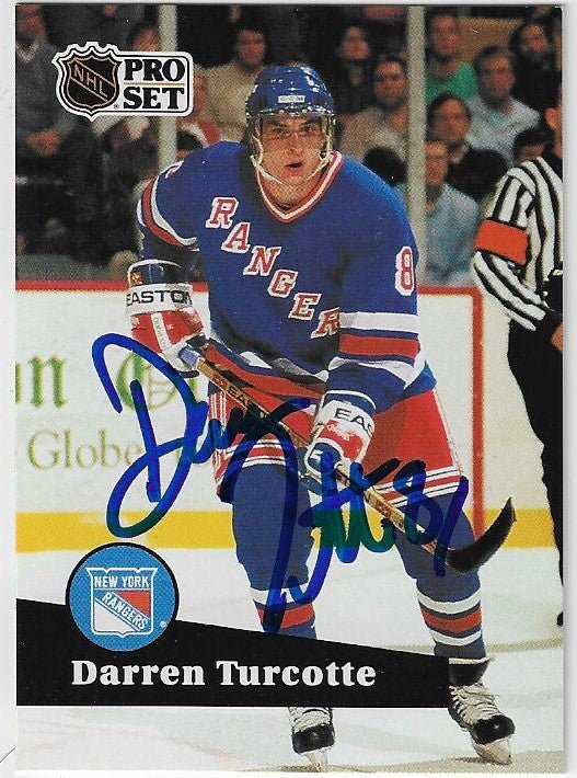 Darren Turcotte Signed 1991-92 Pro Set Hockey Card - New York Rangers #160
